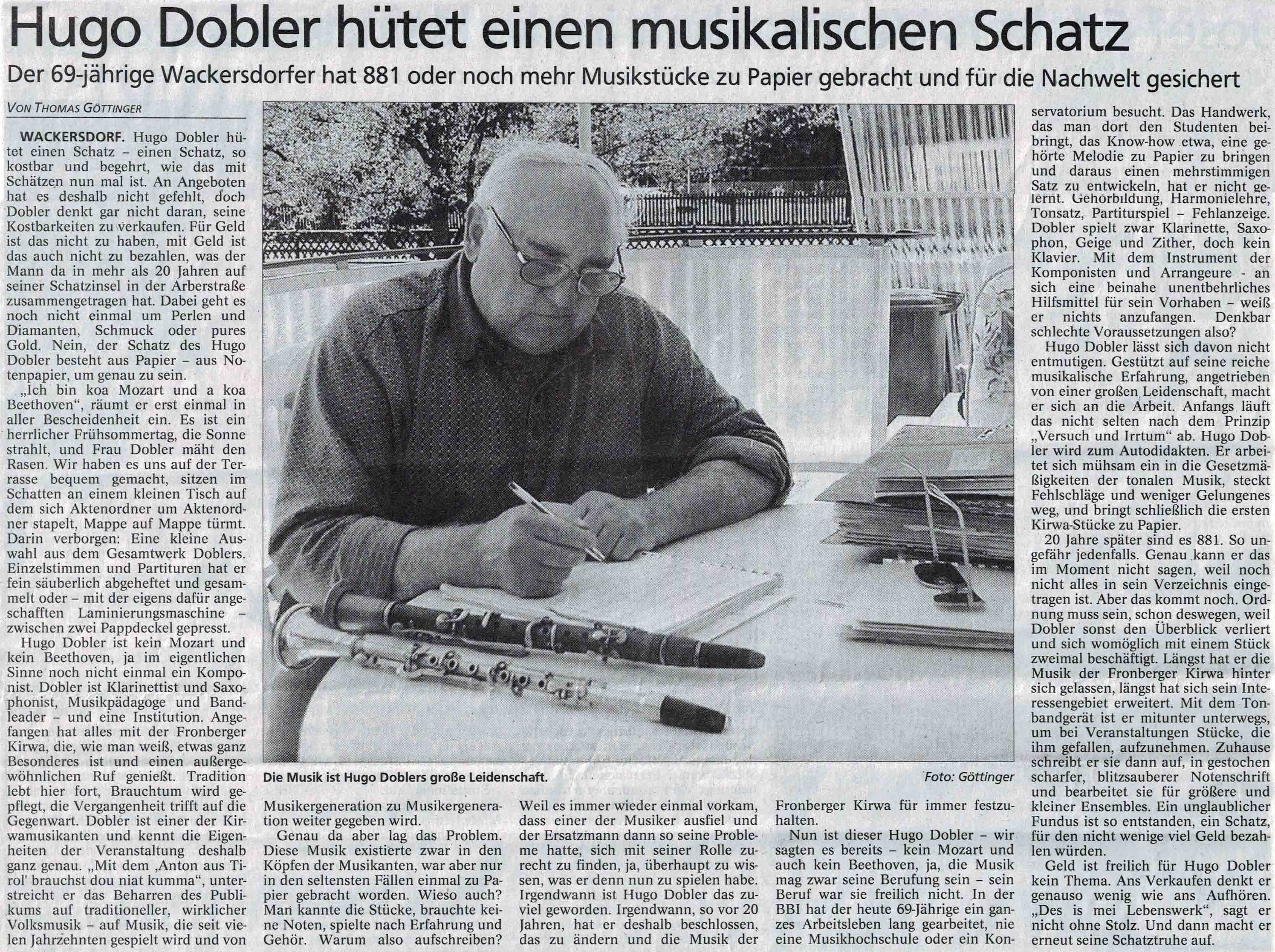 Hugo Dobler hütet einen musikalischen Schatz