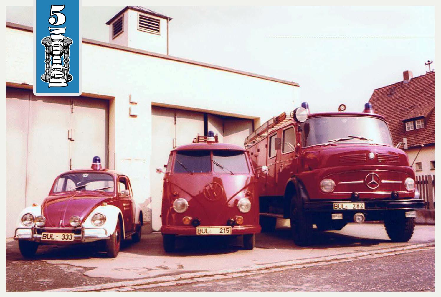 Der Fuhrpark der Freiwilligen Feuerwehr Wackersdorf im Jahr 1975